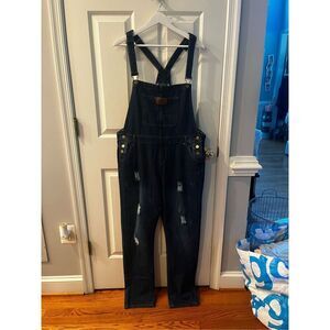 Ava Costume Full Length Distressed Denim Overalls sz L NWT